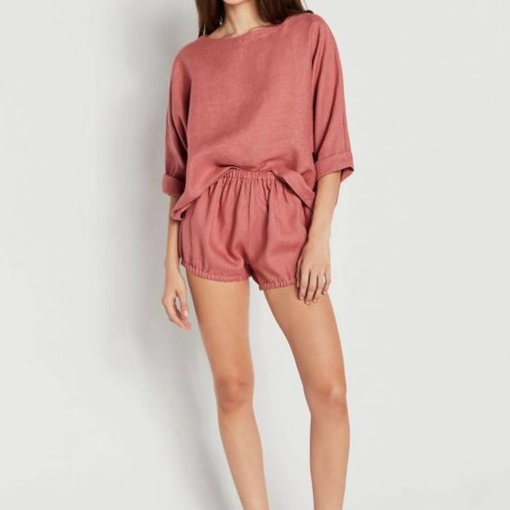 Suzie Kondi The Safari Linen Oversized Pink Top- Dessert Rose XS - Picture 2 of 11